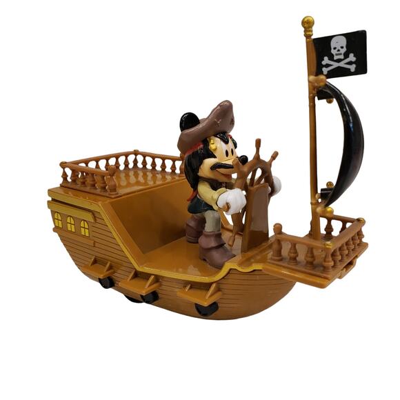 Disney Parks Pirates of the Caribbean Mickey Red White Pullback Pirate Ship - Picture 11 of 11